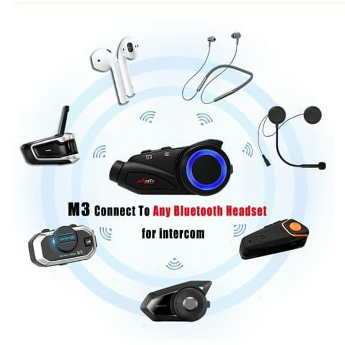 MAXTO M3 DUAL MIC HYBRID BLUEOTOOTH HELM INTERCOM MAXTO M3 INTERCOM 6 RIDER CAMERA ORIGINAL-1