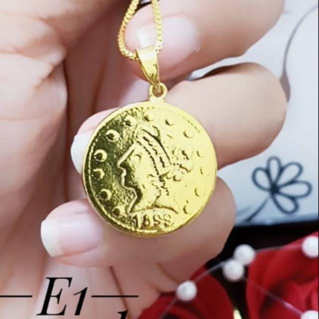 Kalung koin lapis emas 24k