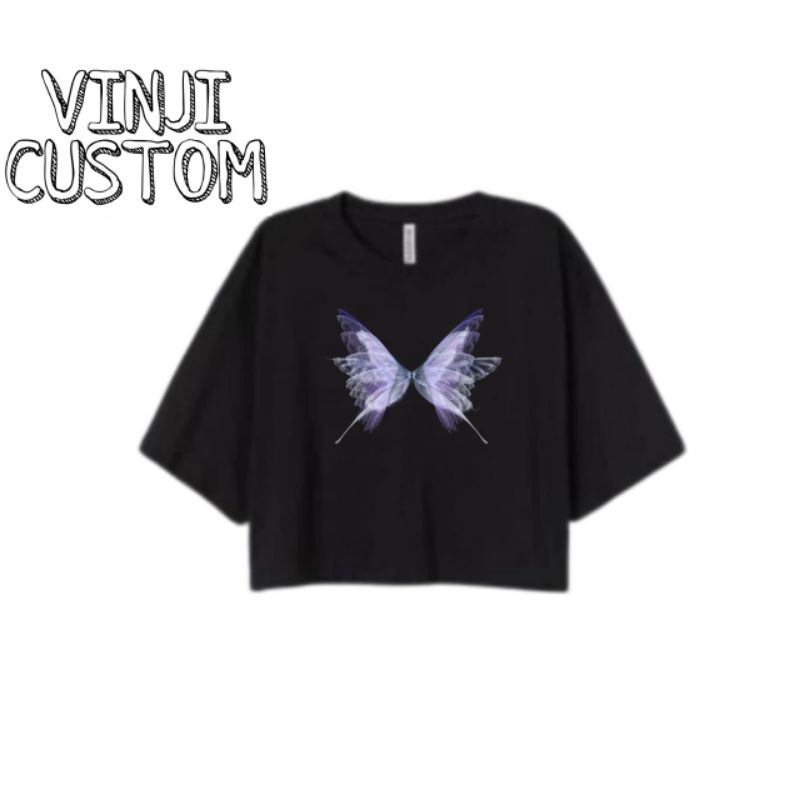 crop top BUTTERFLY CROP TEE / TUMBLR h&m kaos wanita OVERSIZE vintage / tshirt croptop rap tee 24s 3