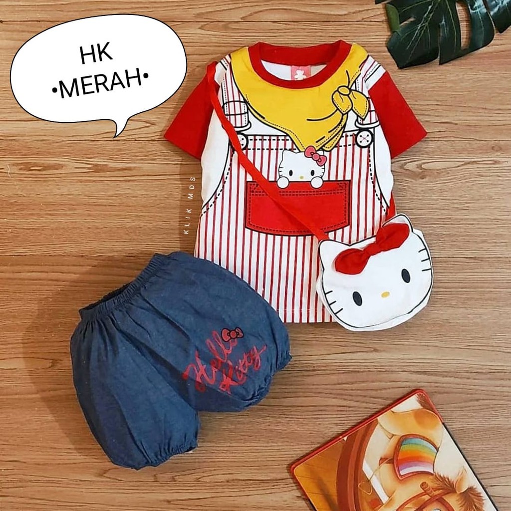 Klik Mds Setelan Baju Anak Bayi Perempuan Yuriko Kitty Free Bag 1 Ukuran Usia 2-12 Bulan