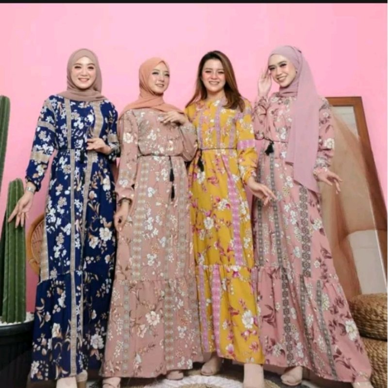 BAJU MUSLIM Tiara Maxi Gamis Maxy Dress Homey Outfit Muslim Wanita