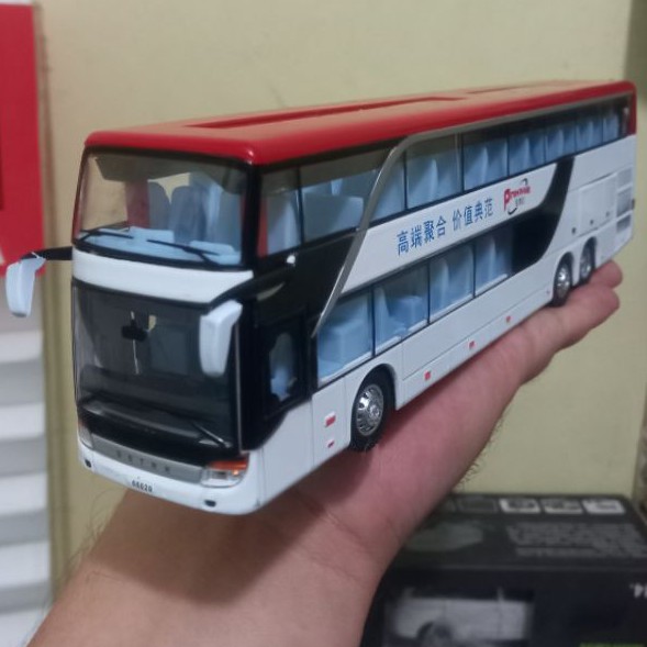DIECAST MINIATUR BUS DOUBLE DECKER BIS TINGKAT KOTA PULL MAINAN SKALA ALLOY DETAIL BESI METAL BESAR