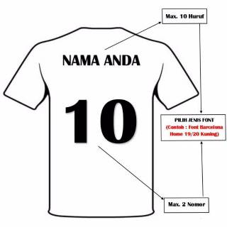 Jual BIAYA TAMBAH Sablon Polyflek Nama+ No Punggung / No Punggung Dan ...