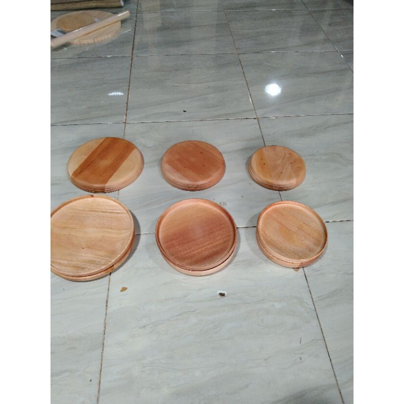 Baki Kayu /Piring Kayu/ Lepek Kayu / Piring Saji Kayu Mahoni Diamater 15 cm/ 17 cm / 20 cm