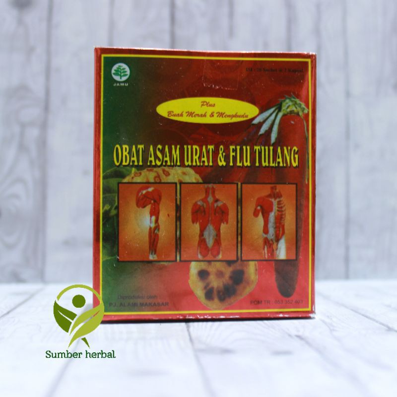 AMBM ALAM MAKASAR BUAH MERAH DAN MENGKUDU KAPSUL OBAT ASAM URAT FLU TULANG ORIGINAL