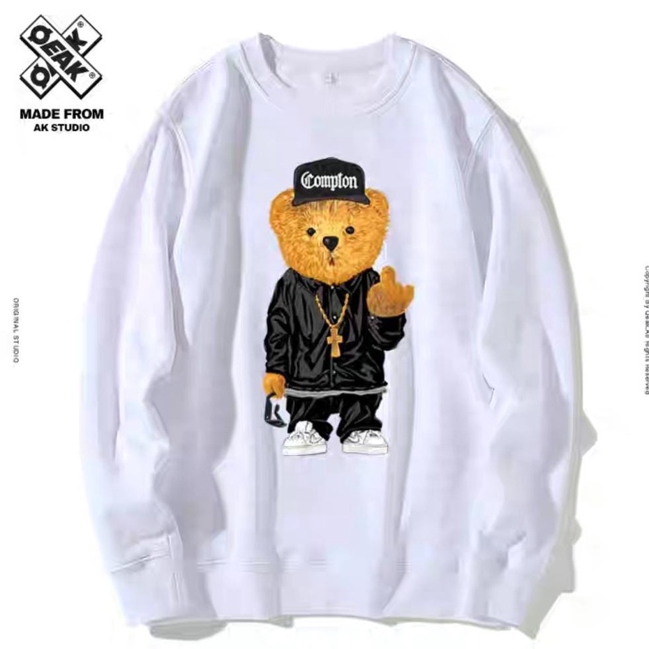 BEFAST - ZSO OOTD Sweater FIYA / HIP-HOP TEDDY BEAR SABLON PRINTING SWEATER / Sweater Casual Wanita / Fashion Remaja Kekinian / Sweater Santai / Terbaru 2022 / Termurah