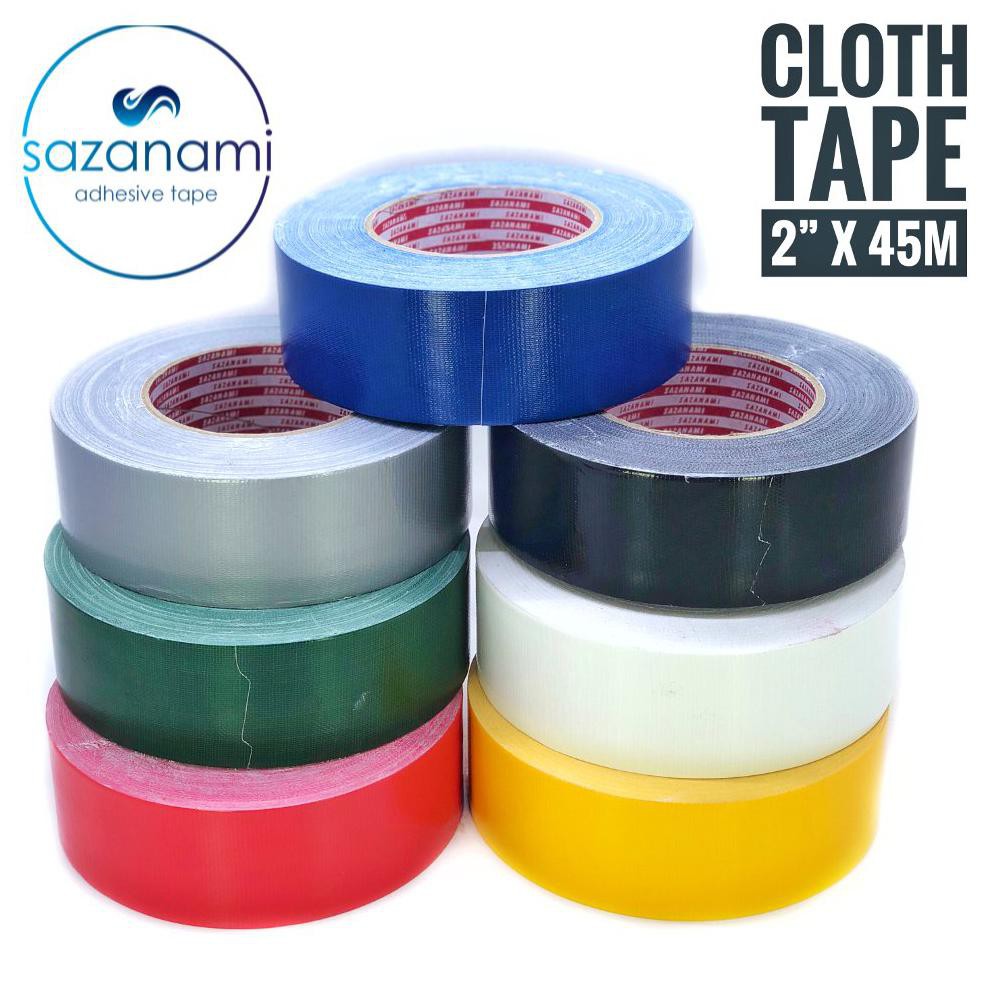 TERMURAH SATU 1 BOX lakban kain Hitam 46mm 2 Inch x 45m Sazanami Cloth Tape Warna warni