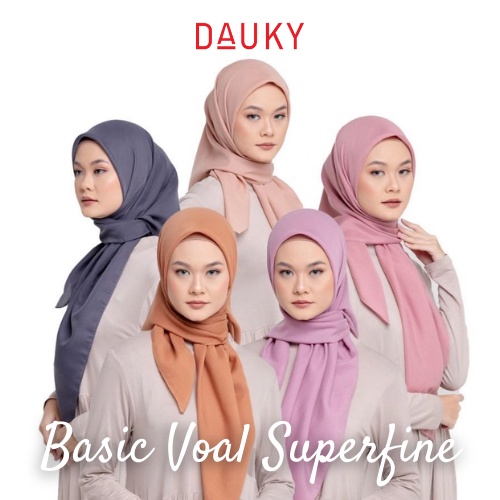 DAUKY Basic Voal Superfine - Hijab Voal - Kerudung Segiempat - Hijab Segi Empat Polos - Jilbab DAUKY