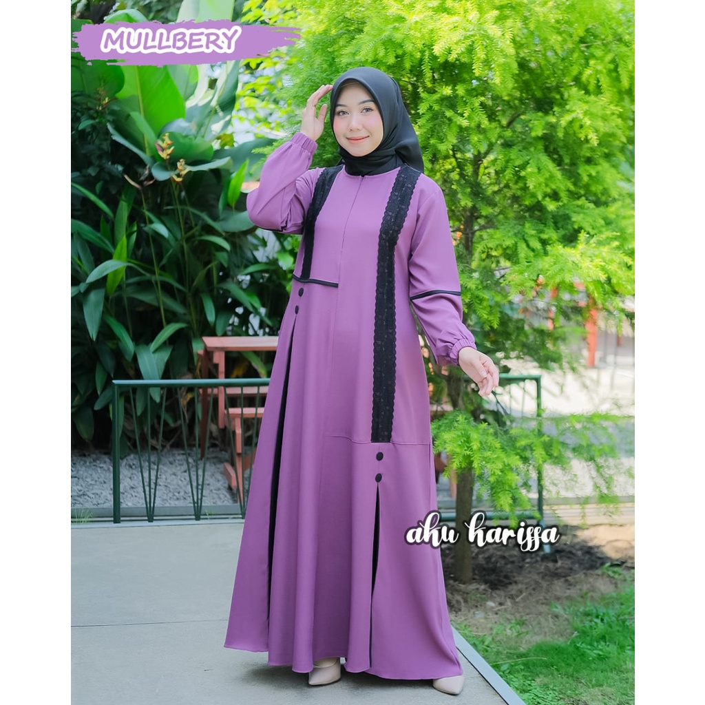 Shanza YUFA aku karissa renda dress itycrepe gamis wanita kekinian original