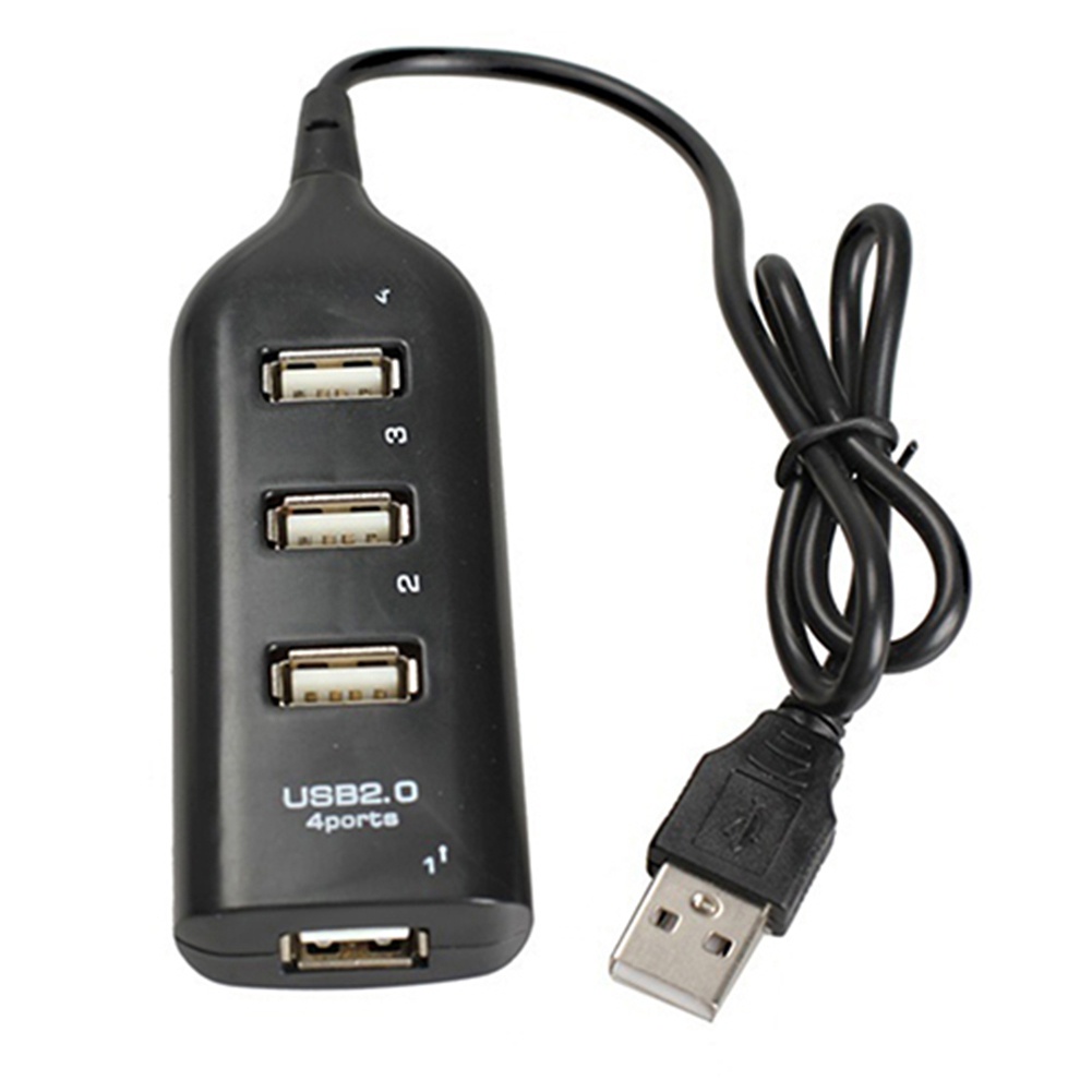 Hub Adapter Splitter 4 Port USB 2.0 Kecepatan Tinggi Warna Hitam Multifungsi Untuk PC Komputer