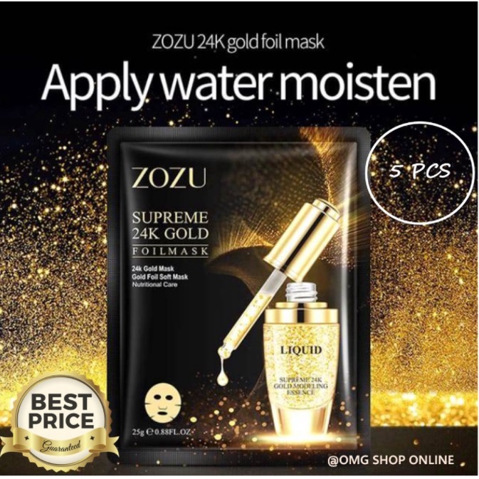 5 Pcs Masker Wajah ZOZU Supreme 24K Gold Facial Sheet Mask / Masker ZOZU Supreme Foil Mask Masker Pe