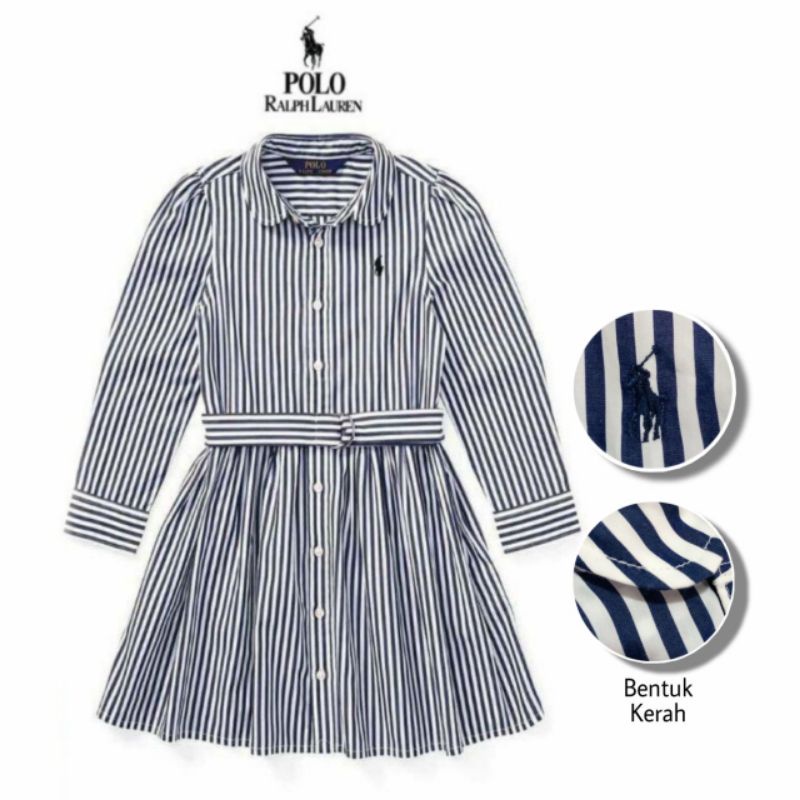 Polo Ralph Laure* - Dress Anak Bayi | Size 18, 24 bulan-Blue Stripes (K)