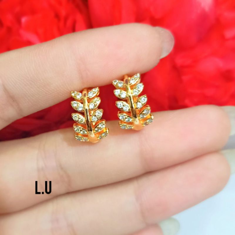 Anting dewasa jepit permata logam emas tidak karat,termurah *COD*