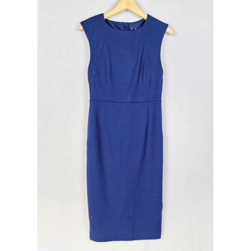 Express emperor blue capsleeve full zipper dress