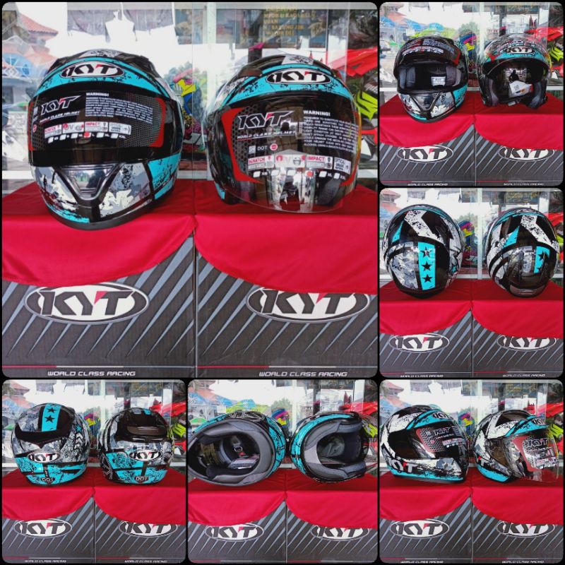 Paket ( Couple ) Helm KYT R-10 Seri #3  + KYT galaxy slide motif Seri #3 Size M - L - XL