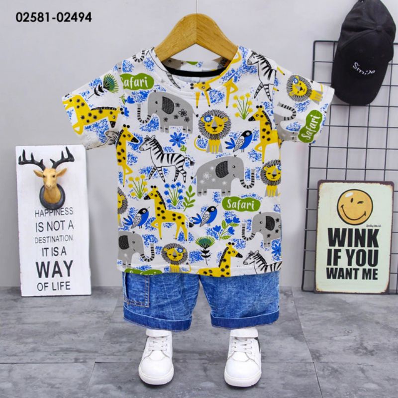 BAJU SETELAN ANAK COWOK IMPORT AISON 0-6 TAHUN MOBIL/SETELAN KAOS ANAK LAKI LAKI POLO AISON