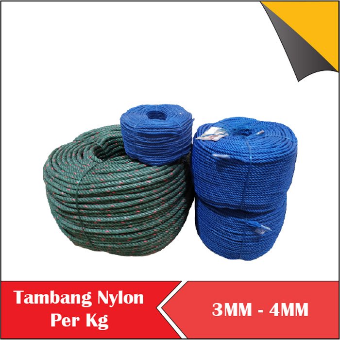 TALI TAMBANG NYLON NILON PLASTIK 3MM - 4MM PER KG  AG22