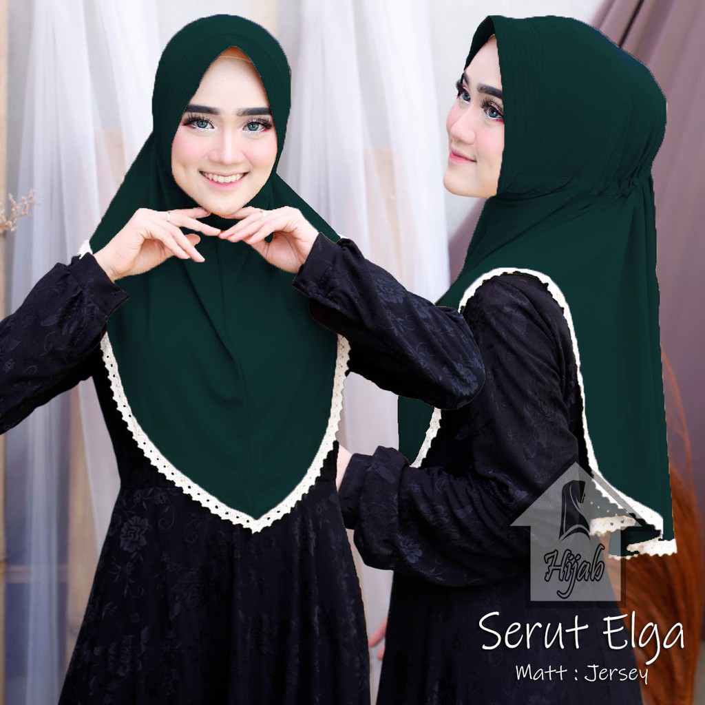 JILBAB INSTAN JERSEY TERBARU HIJAB BERGO SERUT ELGA KERUDUNG INSTAN BERGO TERMURAH RUMAH HIJA'B-Hijau Botol