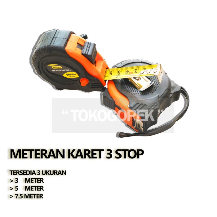 METERAN KARET 3 STOP - MEASURING TAPE - METERAN TUKANG