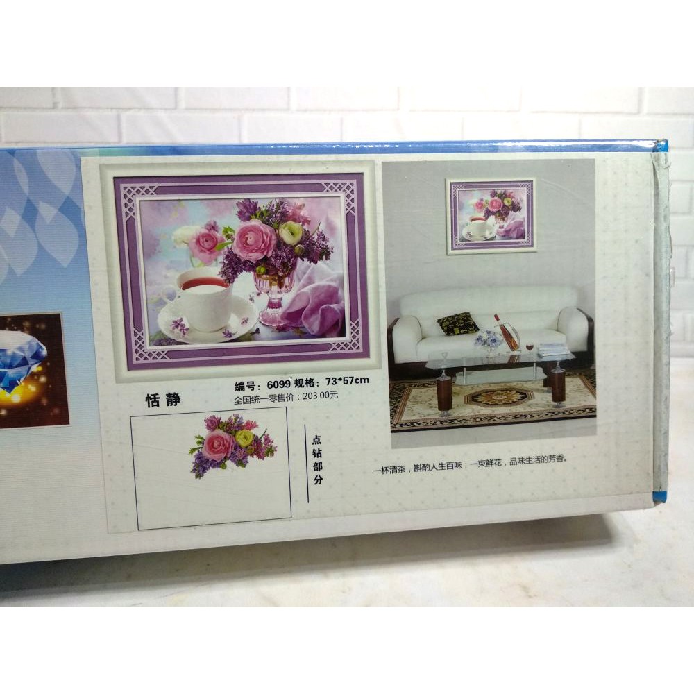 Paket DIY Craft Diamond Painting Y6099 Vas Bunga Flower Rose Mawar Teh