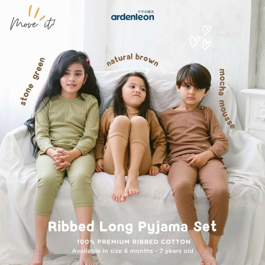 ARDENLEON Ribbed Long Pyjama Set SIZE KECIL