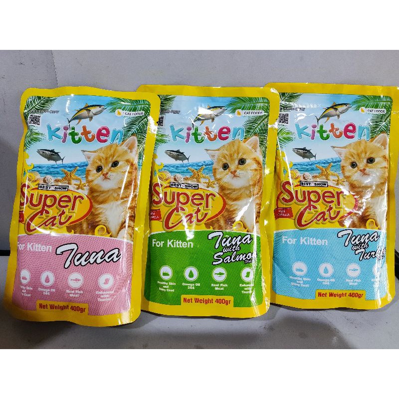 SUPER CAT POUCH 400GR SUPER CAT SACHET 400GR Super cat kitten 400gr makanan kucing super cat pouch 400gr wetfood cat food kitten