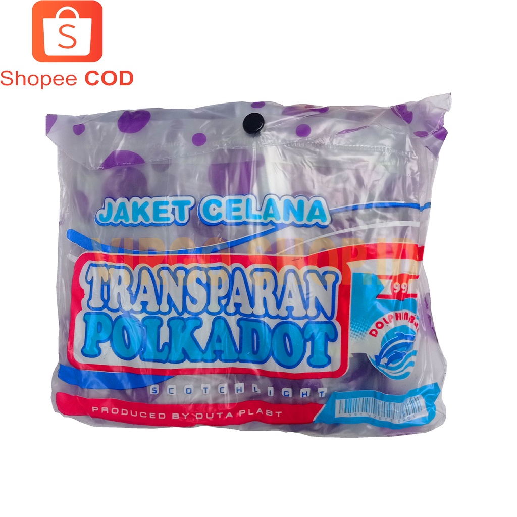 Jas hujan STELAN 991 TRANSPARAN POLKADOT DOLPHIN BLUE