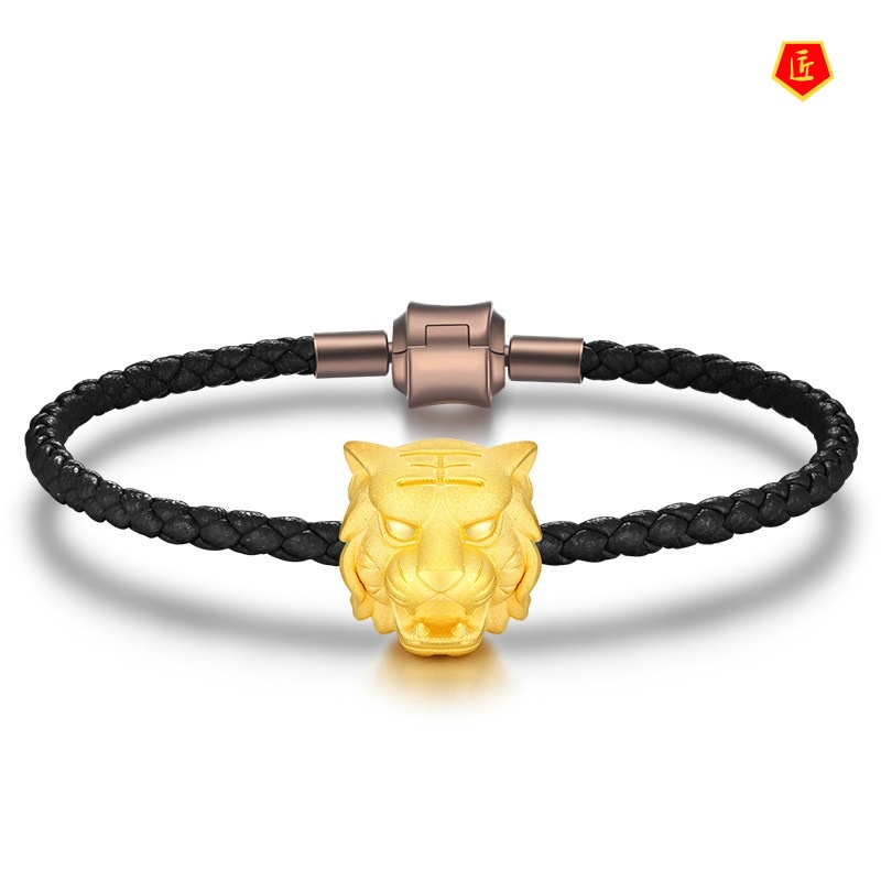 [Ready Stock]Domineering Zodiac Tiger Head Gold Bracelet