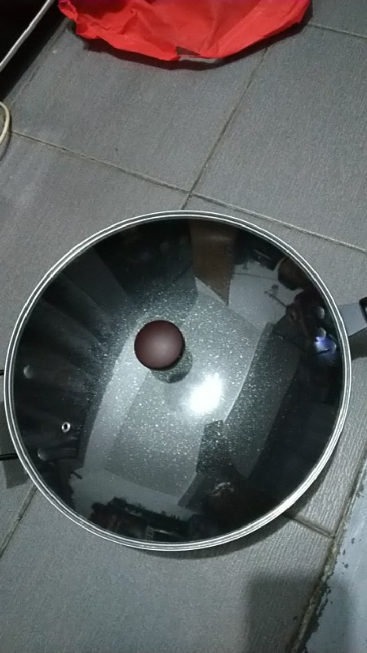 Greenland Panci Keramik Anti Lengket Wajan Cekung Penggorengan Deep Wok 32cm Free Tutup Hpm101
