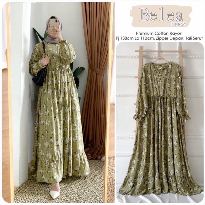 GAMIS MAXI DRESS RAYON PREMIUM LD 100 - 110 HOMEYDRESS BUSUI BAJU GAMIS SERAGAM MOTIF TERBARU V.2-JADE GREEN DRESS