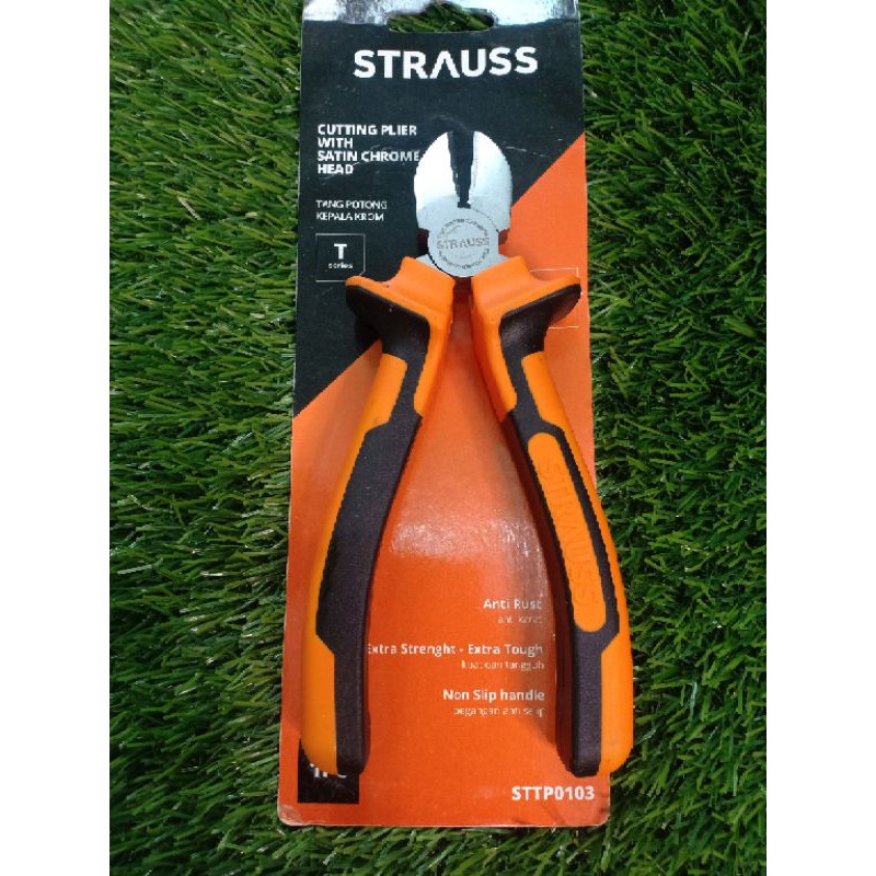 Tang Potong Strauss 6&quot; - Tang Potong 6 Inchi Gagang Karet - Cutting Plier With Satin Chrome Head