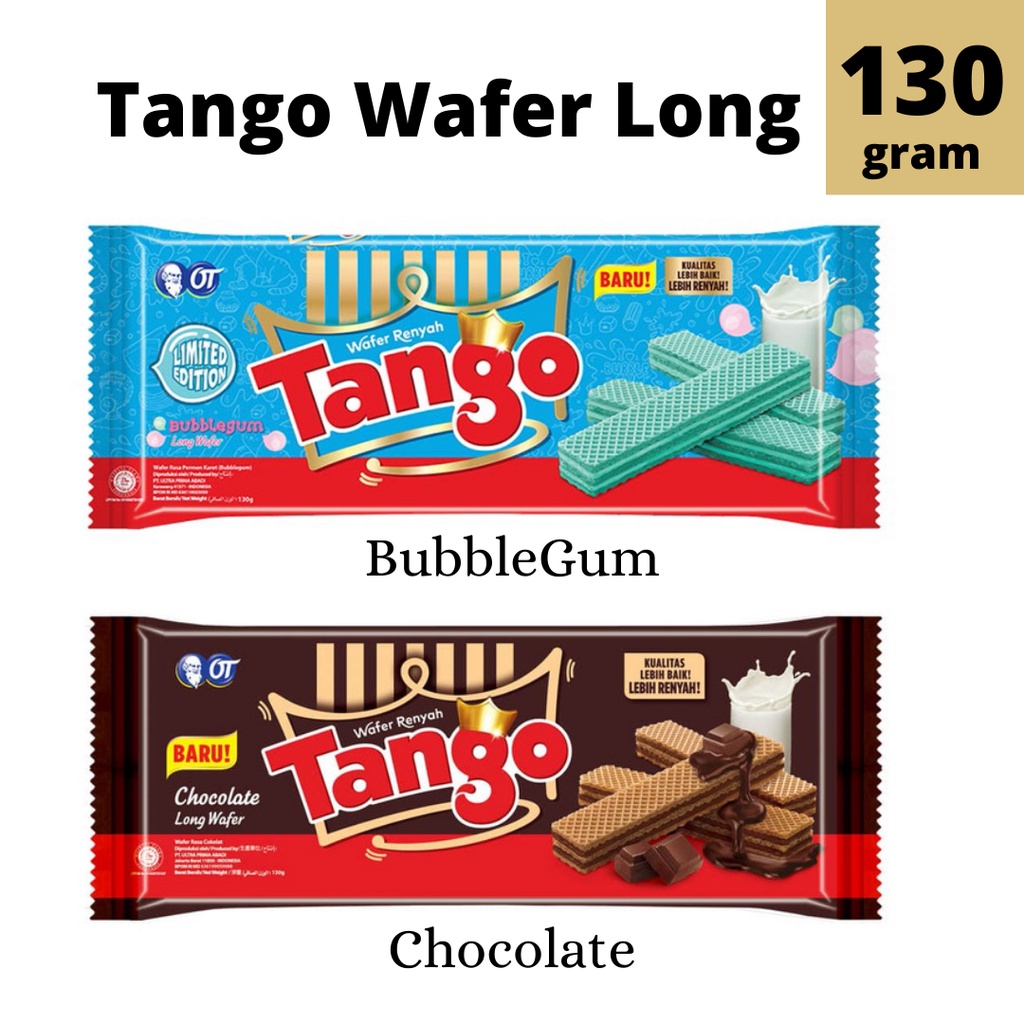 

Tango Wafer Long 130gr (Coklat, BubbleGum) 130 gr Ukuran Panjang