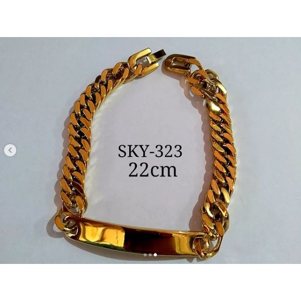 GROSIR GELANG STAINLESS STEEL RANTAI EMAS GOLD (3 GELANG)