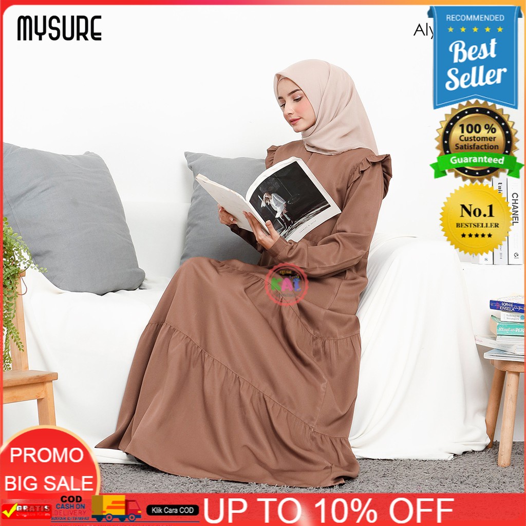 BAJU GAMIS TERBARU 2021/ BAJU MYSURE / SERAGAMANAlysa Dress - Brown - Gamis MySure Tukuyok[BISA COD 