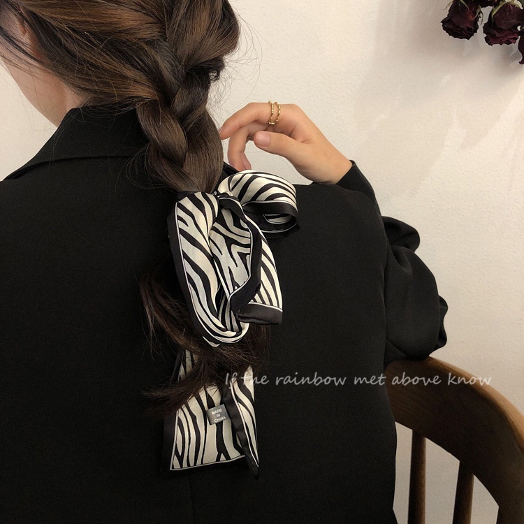 KOREAN TWILLY MOTIF ZEBRA SILK SATIN SCARF BAG PITA TAS SHAWL RIBBON STYLE BASIC FEMALE WOMEN HAIR NECK/ PITA SYAL TAS KOREA RAMBUT LEHER TANGAN WANITA MODEL DESAIN VINTAGE RETRO SATIN MATERIAL MINI FASHION BANDANA KATUN SUTRA DASI POLOS SELENDANG