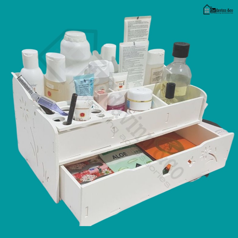 Rak Make Up Murah Rak Kosmetik Kayu WPC Rak Skincare Aesthetic Rak Makeup Mini Tempat Skincare Dan Make UpRak Laci Serbaguna Susun Storage Box Serbaguna Organizer Make Up Rak Meja Rias perhiasan penyimpanan Kosmetik Rak Kosmetik Kayu Minimalis portable