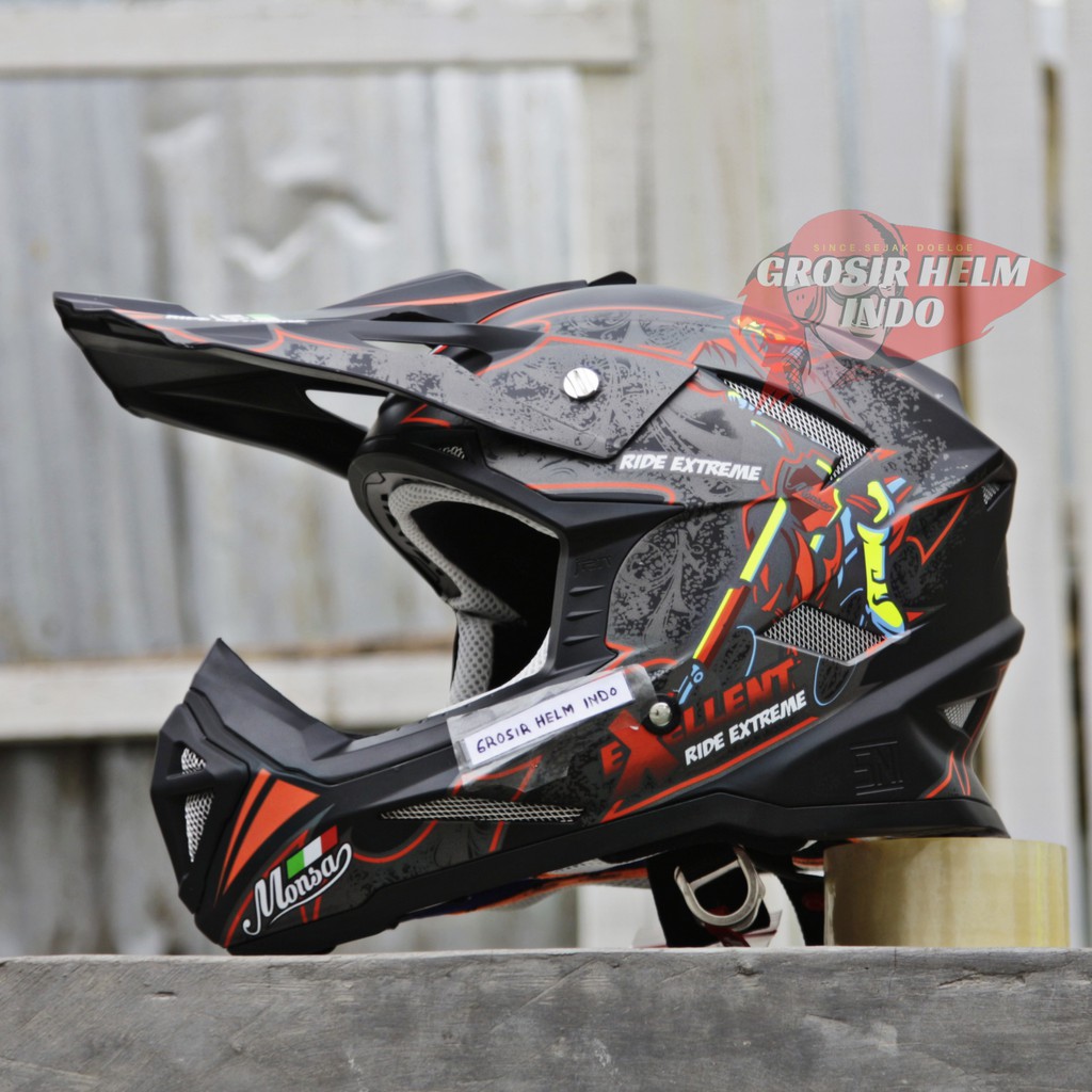 HELM MONSA CROSS MOTIF TERBARU FREE BUBBLE WARP PALING AMAN MURAH BUKAN MURAHAN - HELM CROSS MONSA
