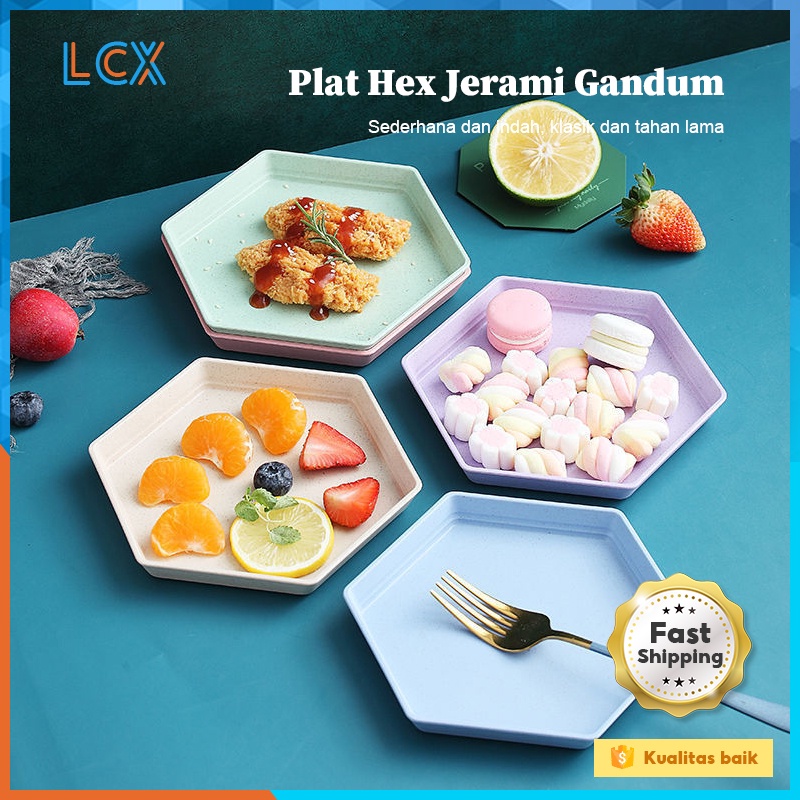 LCX Piring Kue 15 cm Wheat Straw Piring Makan Square Plate Kotak Warna Warni VS-86