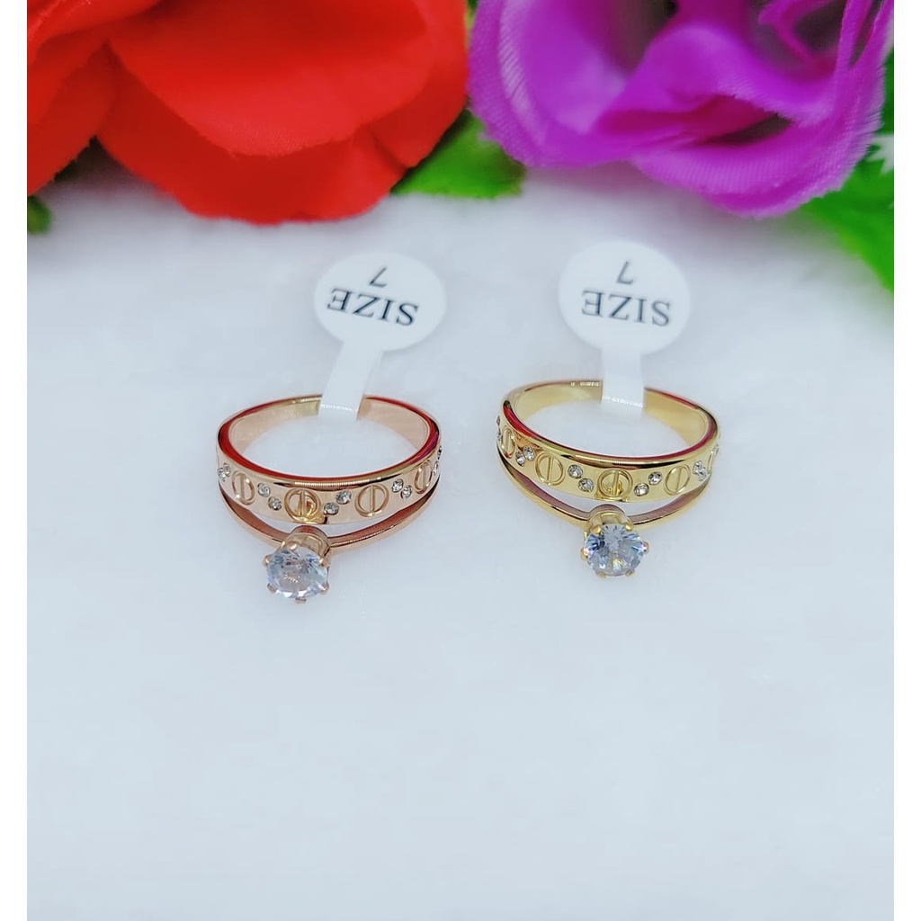 Cincin titanium permata perhiasan fashion 0444-0446