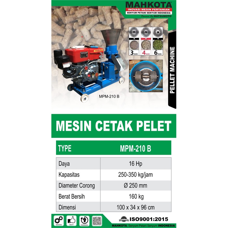 Mesin Pelet Mahkota MPM210B / Pembuat Pelet Mesin Cetak Pelet Mahkota MPM 210 kapasitas 250-350kg/jam