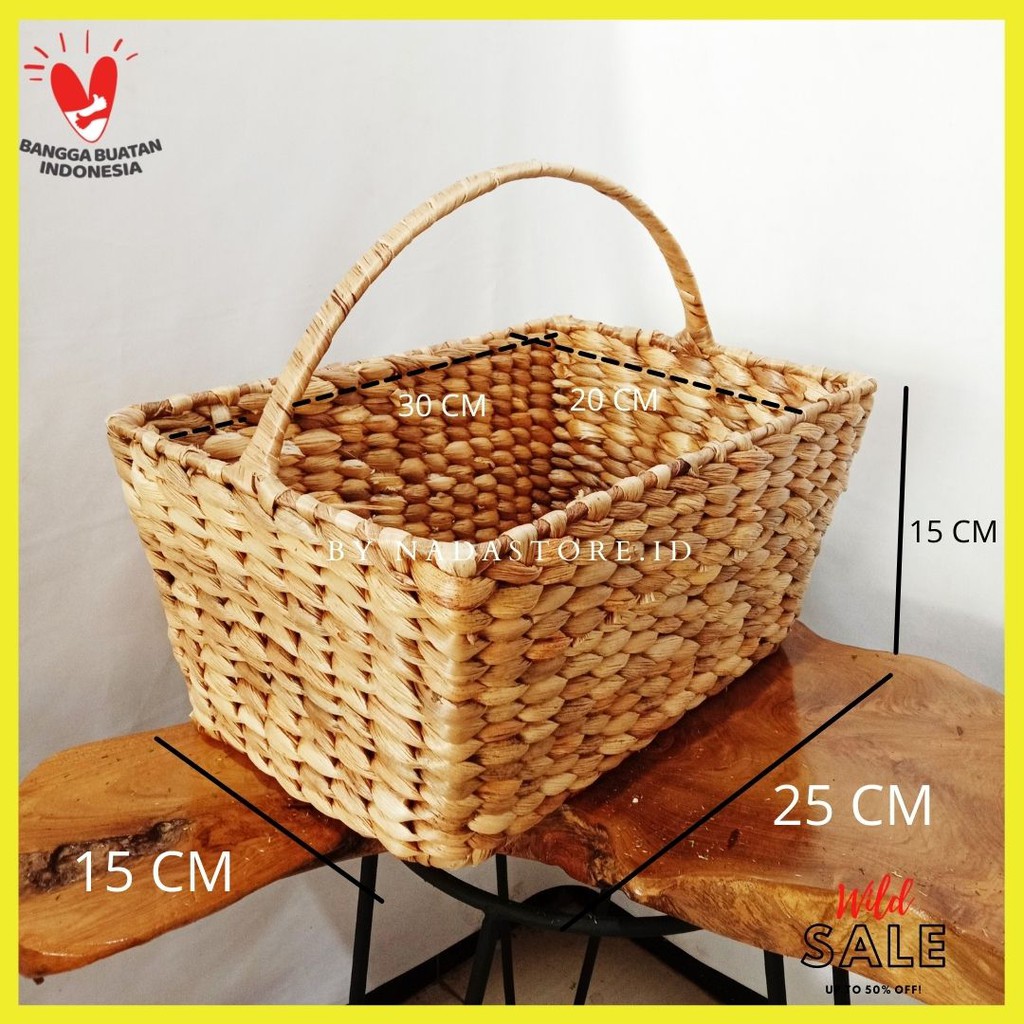 KERANJANG BUAH / HAMPER BOX / KOTAK BUAH / TEMPAT BUAH / FRUIT BASKET ANYAMAN ENCENG GONDOK A002