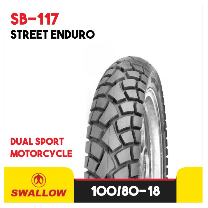 BAN LUAR MOTOR SWALLOW SB-117 RING 18 UKURAN 100/80 TUBELESS