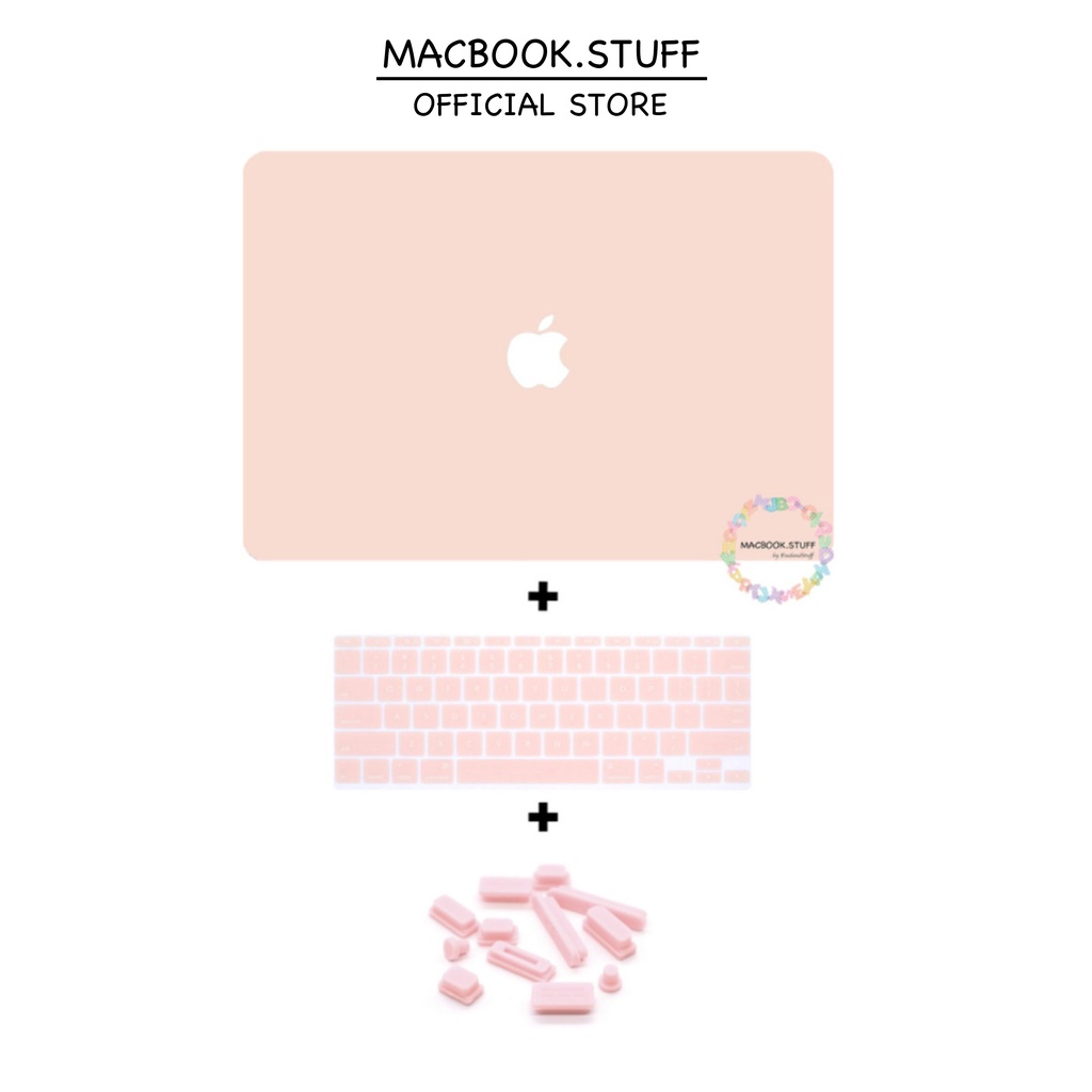 PAKET CASE MACBOOK PASTEL BABYPINK &amp; KEYBOARD &amp; DUST PLUG BABYPINK NEW AIR PRO RETINA 11 12 13 14 15 16 INCH NON /  WITH CD ROOM / TOUCHBAR / TOUCH ID / M1 2020 2021 2022