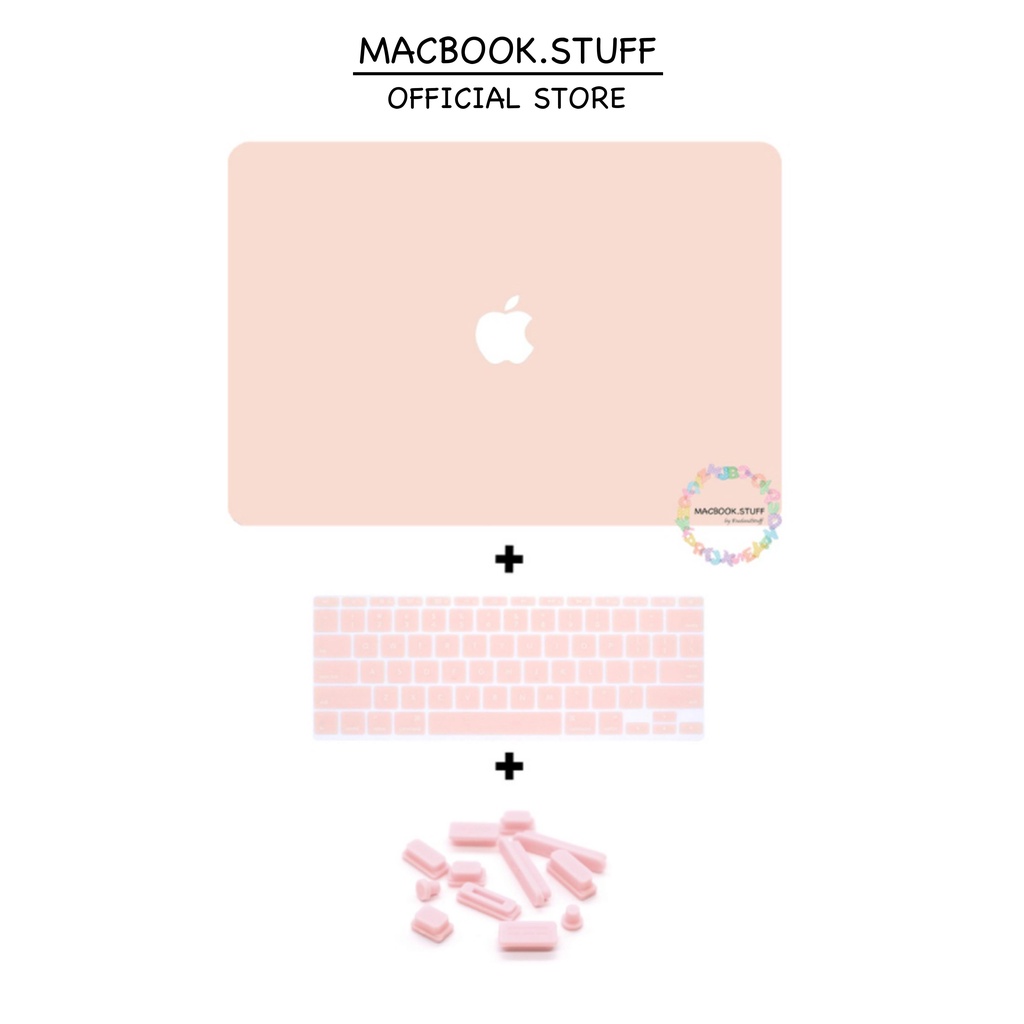 PAKET CASE MACBOOK PASTEL BABYPINK &amp; KEYBOARD &amp; DUST PLUG BABYPINK NEW AIR PRO RETINA 11 12 13 14 15 16 INCH NON /  WITH CD ROOM / TOUCHBAR / TOUCH ID / M1 2020 2021 2022