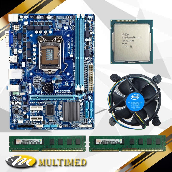 Paketan Mainboard LGA 1155 H61 Ddr3 + Core i5 3470 + RAM 8GB