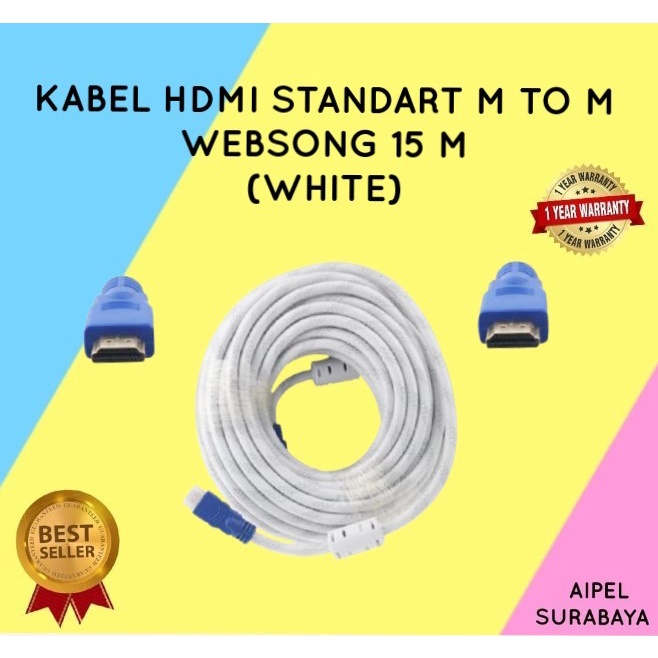 KHW15 | KABEL HDTV STANDART MALE TO MALE WEBSONG 15 M (WHITE)