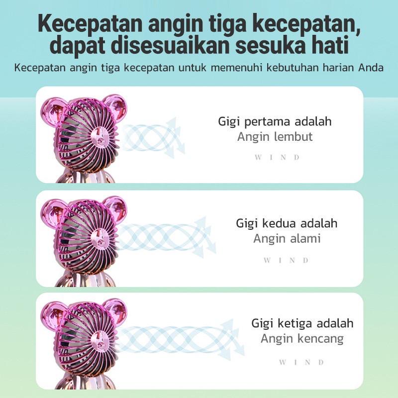 promo Mini Fan Chas USB Charger KIPAS BEAR BRICK Kipas Angin Gradasi BEAR Viral Mini Portable USB