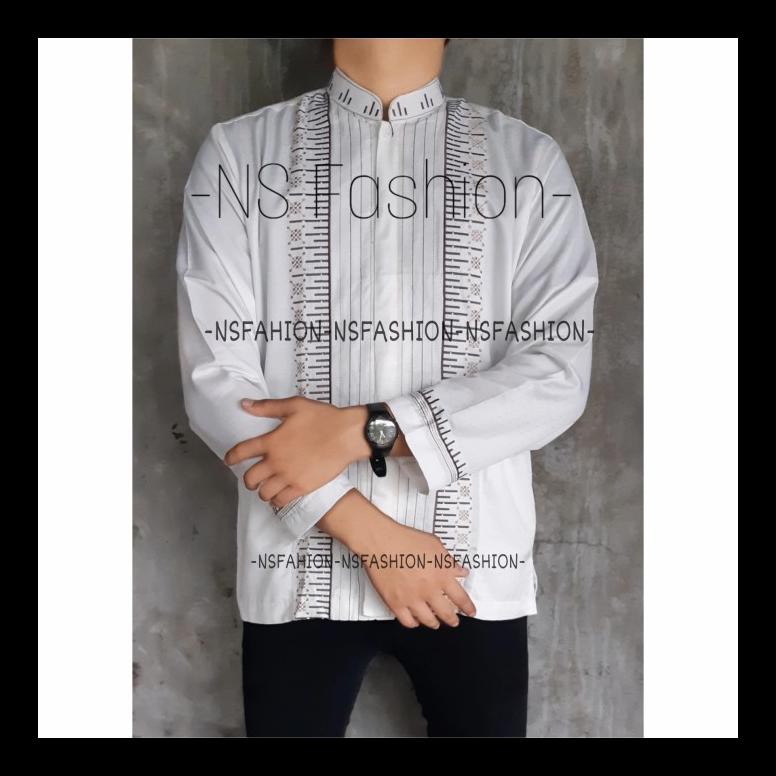 READY BAJU KOKO MUSLIM SIZE M L XL LENGAN PANJANG SEMI SUTRA PUTIH KHAIZAN KOKO LAKI-LAKI TERMURAH