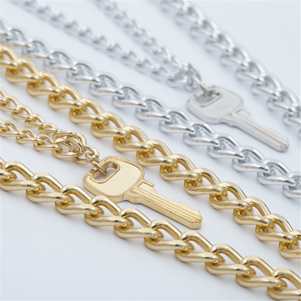 【COD Tangding】Double Line Key Lock Fashion Cool Girl Chain Necklace