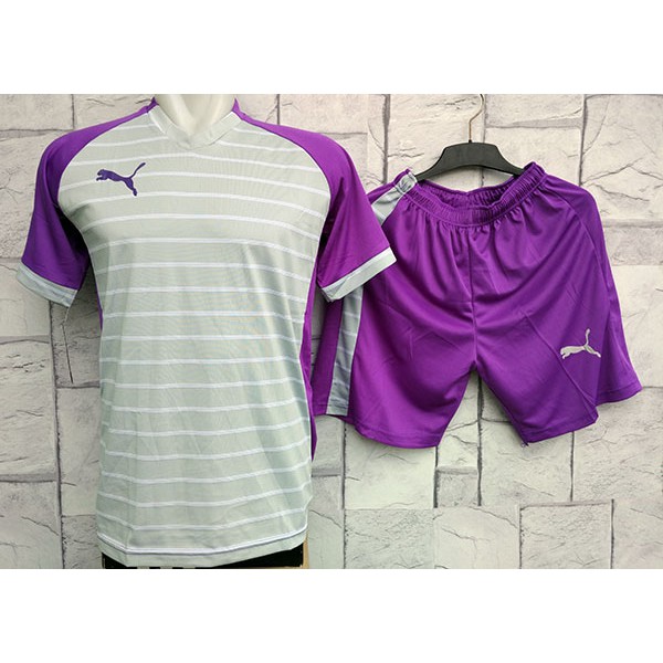 Perlengkapan olahraga Baju Futsal-Kostum Bola-Sports Puma Abu Garis